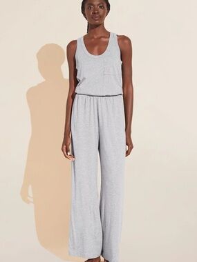 Eberjey Aloe Infused Cotton Wide Leg Jumpsuit / Brand NWT / Size M / MSRP $148